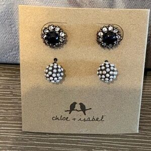 Chloe + Isabel Heirloom Jet + Pave Stud Earrings set of 2